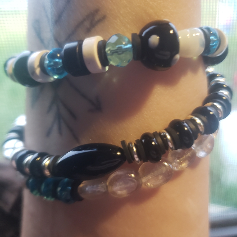 Handmade "Hidden Mushroom" Triple Stacked Genuine Stone Bracelet